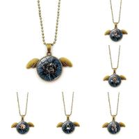 Time Gem Jewelry Necklace, Zinc Alloy, with iron chain & Glass, with 5cm extender chain, Wing Shape, word love, antique bronze color plated, animal design & Unisex & ball chain & 3D & decal, lead & cadmium free Approx 17.5 Inch 
