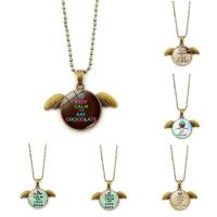Time Gem Jewelry Necklace, Zinc Alloy, with iron chain & Glass, with 5cm extender chain, Wing Shape, word love, antique bronze color plated, Unisex & ball chain & decal, lead & cadmium free Approx 17.5 Inch 