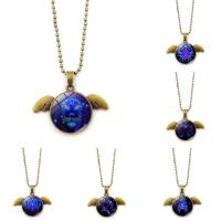 Time Gem Jewelry Necklace, Zinc Alloy, with iron chain & Glass, with 5cm extender chain, Wing Shape, word love, antique bronze color plated, Unisex & ball chain & 3D & decal, lead & cadmium free Approx 17.5 Inch 