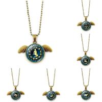Time Gem Jewelry Necklace, Zinc Alloy, with iron chain & Glass, with 5cm extender chain, Wing Shape, word love, antique bronze color plated, Zodiac symbols jewelry & Unisex & ball chain & decal, lead & cadmium free Approx 17.5 Inch 