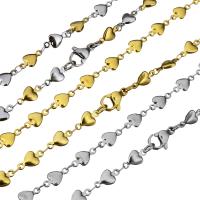 acier inoxydable chaîne de collier, coeur, Placage, pour femme, plus de couleurs à choisir, 5mm Environ 19 pouce, Vendu par brin