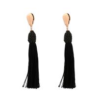 Fashion Tassel Earring, Zinc Alloy, with Nylon Cord, stainless steel post pin, gold color plated, for woman lead & cadmium free, 130mm 