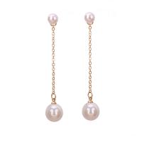 Plastic Pearl Zinc Alloy Earring, with ABS Plastic Pearl, iron post pin, Round, gold color plated, for woman, lead & cadmium free 