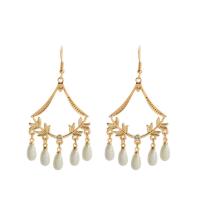 Plastic Pearl Zinc Alloy Earring, with ABS Plastic Pearl, iron post pin, Tassel, gold color plated, for woman, lead & cadmium free 
