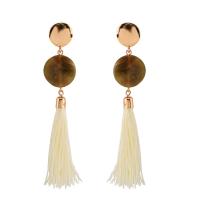 Fashion Tassel Earring, Zinc Alloy, with Nylon Cord & Synthetic Turquoise, stainless steel post pin, gold color plated, for woman, lead & cadmium free 