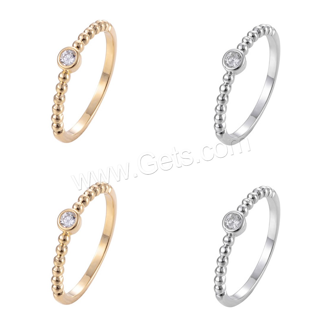 Cubic Zircon Brass Finger Ring, ring shape, plated, Unisex & different size for choice & with cubic zirconia, more colors for choice, nickel, lead & cadmium free, Sold By PC