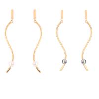 Plastic Pearl Zinc Alloy Earring, with ABS Plastic Pearl, stainless steel post pin, gold color plated, for woman lead & cadmium free, 90mm 