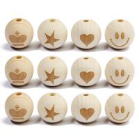Perles en bois d'origine, Rond, modèles différents pour le choix, couleur originale, 20mm Environ 4mm Vendu par sac