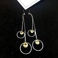 Cubic Zircon Brass Earring, with Cubic Zirconia, sterling silver post pin, for woman, 56mm, 82mm 