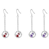 Cubic Zircon Brass Earring, Calabash, real silver plated, for woman & with cubic zirconia lead & cadmium free 