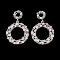 Cubic Zircon Brass Earring, Round, platinum plated, for woman & with cubic zirconia, nickel, lead & cadmium free 