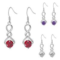 Cubic Zircon Brass Earring, real silver plated, for woman & with cubic zirconia lead & cadmium free 