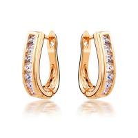 Brass Lever Back Earring, plated, for woman & with cubic zirconia 