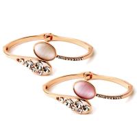 Zinc Alloy Bangle, with Cats Eye, plated, for woman & with rhinestone Inner Approx 58mm 