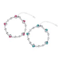 Zinc Alloy Crystal Bracelets, with Crystal, with 1.9lnch extender chain, Heart, platinum color plated, for woman & faceted Approx 6.3 Inch 