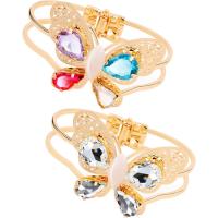 Zinc Alloy Bangle, with Cats Eye & Crystal, real gold plated, for woman & faceted Inner Approx 60mm 
