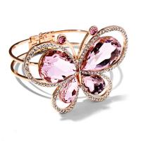 Zinc Alloy Bangle, with Crystal, Butterfly, plated, for woman & faceted & with rhinestone Inner Approx 