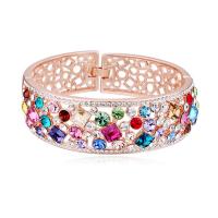 Zinc Alloy Crystal Bracelets, with Crystal, real gold plated, for woman & with rhinestone & hollow, Inner Approx 60mm 