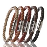 PU Leather Cord Bracelets, stainless steel magnetic clasp & Unisex 6mm 