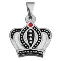 Stainless Steel Crown Pendant, for woman & enamel, original color Approx 