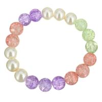 Glass Pearl Bracelet, with Crystal, for woman & crackle, 10mm Approx 7 Inch 
