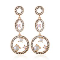 Plastic Pearl Zinc Alloy Earring, with ABS Plastic Pearl, stainless steel post pin, rose gold color plated, for woman & with rhinestone, lead & cadmium free 