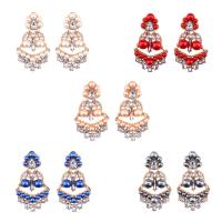Plastic Pearl Zinc Alloy Earring, with Crystal & Plastic Pearl, gold color plated, vintage & for woman & faceted & hollow 
