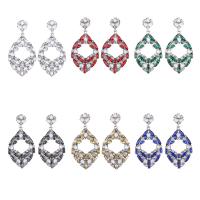 Zinc Alloy Drop Earring, with Crystal, silver color plated, vintage & for woman & faceted & with rhinestone & hollow 
