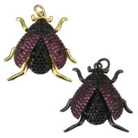 Cubic Zirconia Micro Pave Brass Pendant, Insect, plated, micro pave cubic zirconia & for woman Approx 3mm 