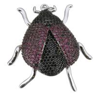 Cubic Zirconia Micro Pave Brass Pendant, Insect, platinum plated, micro pave cubic zirconia & for woman Approx 3mm 