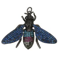 Cubic Zirconia Micro Pave Brass Pendant, Fly, plumbum black color plated, micro pave cubic zirconia & for woman Approx 3mm 