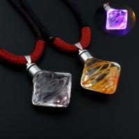 Lampwork Sweater Necklace, with Nylon Cord & Zinc Alloy, Rhombus, handmade, Unisex & luminated Approx 25 Inch 
