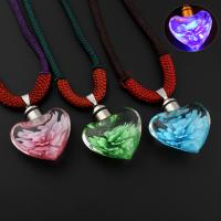 Lampwork Sweater Necklace, with Nylon Cord & Zinc Alloy, Heart, handmade, Unisex & luminated Approx 25 Inch 