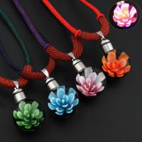 Lampwork Sweater Necklace, with Nylon Cord & Zinc Alloy, Round, handmade, Unisex & luminated Approx 25 Inch 