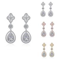 Cubic Zircon Brass Earring, Teardrop, plated, for woman & with cubic zirconia nickel, lead & cadmium free, 10-30mm 