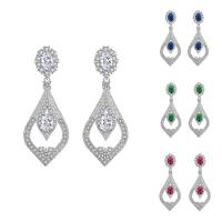 Cubic Zircon Brass Earring, platinum plated, for woman & with cubic zirconia nickel, lead & cadmium free, 10-40mm 