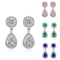 Cubic Zircon Brass Earring, plated, for woman & with cubic zirconia nickel, lead & cadmium free, 10-25mm 
