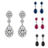 Cubic Zircon Brass Earring, platinum plated, for woman & with cubic zirconia nickel, lead & cadmium free, 10-40mm 