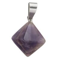 Stainless Steel Pendant, with Amethyst, for woman & faceted, original color Approx 
