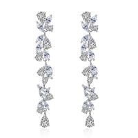 Cubic Zircon Brass Earring, platinum plated, for woman & with cubic zirconia, nickel, lead & cadmium free, 10-50mm 