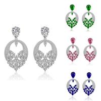 Cubic Zircon Brass Earring, platinum plated, for woman & with cubic zirconia nickel, lead & cadmium free, 15-40mm 