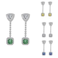 Cubic Zircon Brass Earring, platinum plated, for woman & with cubic zirconia nickel, lead & cadmium free, 10-35mm 
