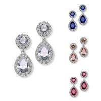 Cubic Zircon Brass Earring, platinum plated, for woman & with cubic zirconia nickel, lead & cadmium free 