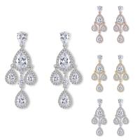 Cubic Zircon Brass Earring, plated, for woman & with cubic zirconia nickel, lead & cadmium free 