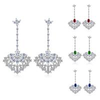 Cubic Zircon Brass Earring, platinum plated, for woman & with cubic zirconia nickel, lead & cadmium free, 15-45mm 