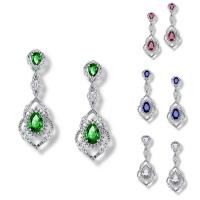 Cubic Zircon Brass Earring, platinum plated, for woman & with cubic zirconia nickel, lead & cadmium free, 10-30mm 