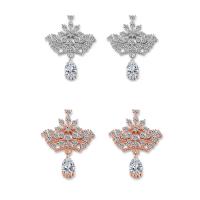 Cubic Zircon Brass Earring, plated, for woman & with cubic zirconia nickel, lead & cadmium free 