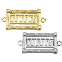 Cubic Zirconia Micro Pave Brass Connector, Rectangle, plated, micro pave cubic zirconia & 1/1 loop Approx 0.7mm 