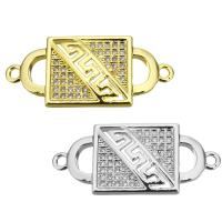 Cubic Zirconia Micro Pave Brass Connector, Rectangle, plated, micro pave cubic zirconia & 1/1 loop Approx 0.8mm 