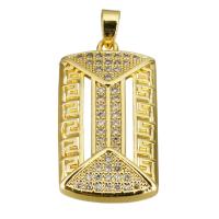 Cubic Zirconia Micro Pave Brass Pendant, Rectangle, real gold plated, micro pave cubic zirconia Approx 